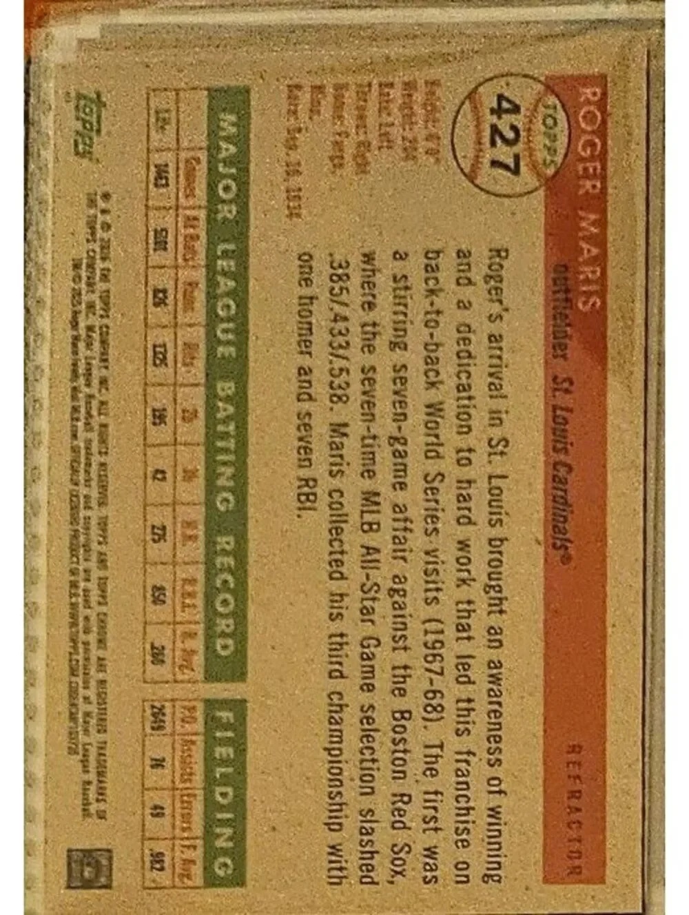 Roger Maris - 2025 Topps Chrome Platinum - #427 - St. Louis Cardinals - Picture 2 of 2